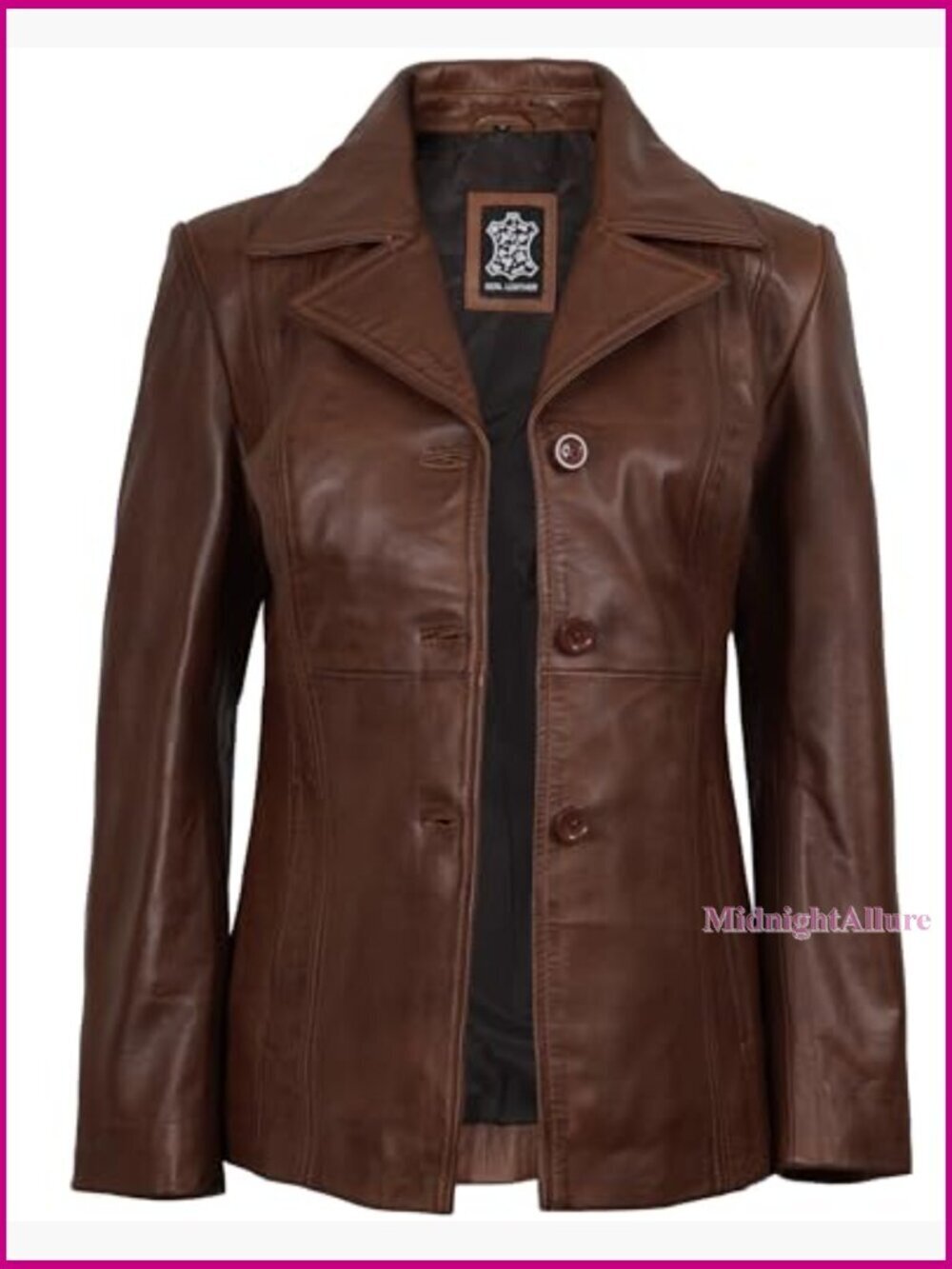 Real Lambskin Leather Blazer Coat Women's Tailored Casual Dressy Jacket - Picture 2 of 7